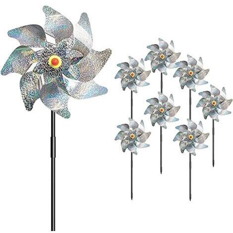 Effaroucheur Oiseaux élement décoratif de jardin,8 Pièces Anti-Oiseaux Moulin à Vent,pour Protéger Le Jardin, Verger et Cour Intérieure