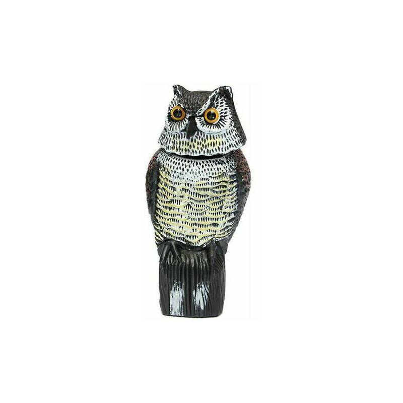 BSR - tonchean Epouvantail et effaroucheur,Effaroucheurs d'oiseaux de 38 cm pour jardins, leurre de hibou avec tête rotative, leurre de chouette de