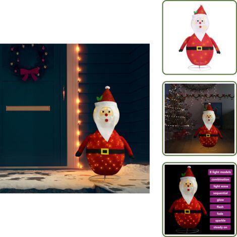 Effetti luminosi - vidaXL Figura Decorativa Babbo Natale con LED Tessuto Lusso 120 cm - Atmosfera natalizia