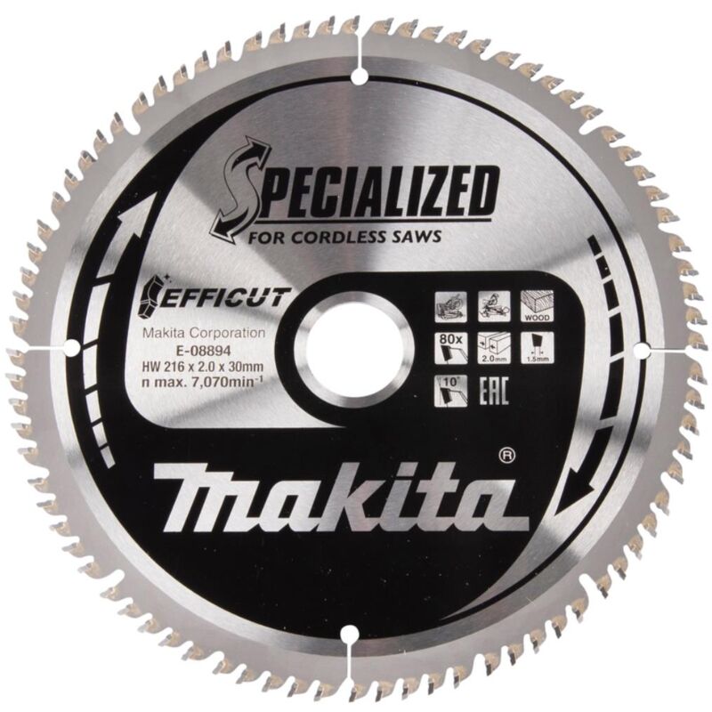 Makita - efficut sega a gattuccio e troncatrice 216 x 30 mm - 80 denti