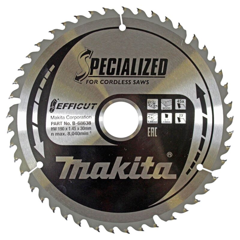 Image of Efficut Sägeblatt Holz 190 x 30 x 45Z - B-68638 - Makita