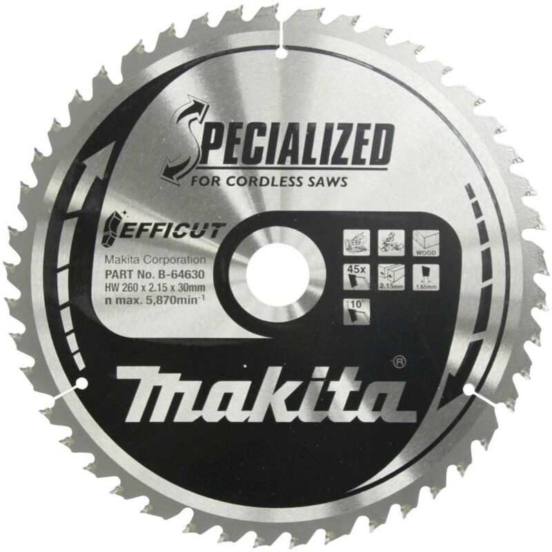 Makita B 64624 Brow Saw Blade Wood 260x30x2.15mm 45T