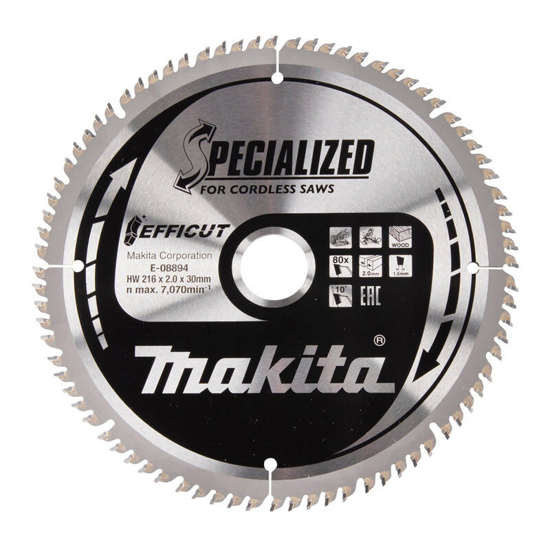 Makita - Lames carbure 'efficut' pour bois, pour scies radiales à batterie