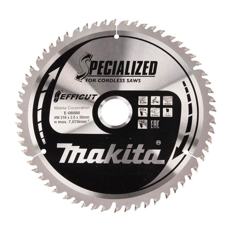 Makita - Lames carbure 'efficut' pour bois, pour scies radiales à batterie