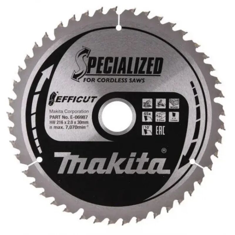 Makita E-06987 Efficut Lama TCT per troncatrici 216x30 mm per legno