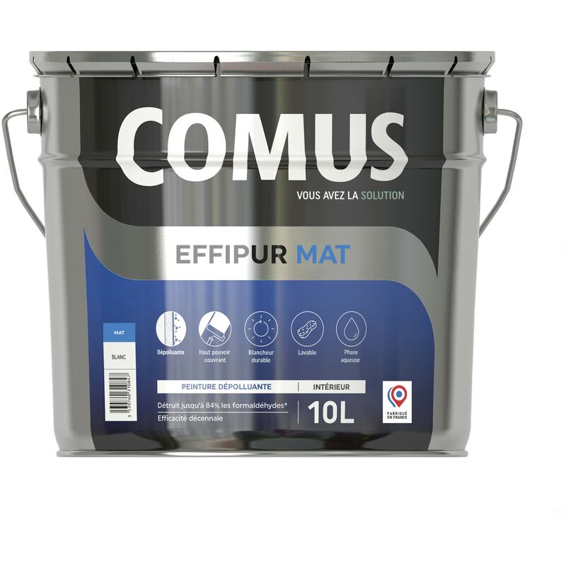 Effipur mat 10L - Peinture dépolluante de protection et de décoration en phase aqueuse Comus