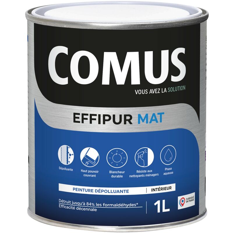 Effipur mat 1L - Peinture dépolluante de protection et de décoration en phase aqueuse Comus