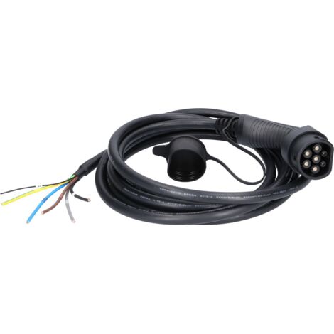 efuturo Ladekabel gerade, Ende offen auf Typ 2 Stecker zum Anschluss an eine Wallbox, 3 Phasen, bis zu 22 kW, 32 A, 400 V, Mode 3, 5 Meter