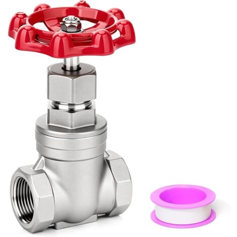 EGAOBOY Vanne à guillotine robuste en acier inoxydable 304, 1/2" BSP femelle x 1/2" BSP femelle, vanne rotative à poignée à roue, 200 WOG, pour l'eau, l'huile, le gaz et la plomberie industrielle