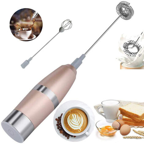 Kitchen Electric Mini Handle Cooking Eggbeater Juice Hot Drinks Milk Frother Coffee Stirrer Foamer Whisk Mixer(Without Battery), Size: 22.5, Pink