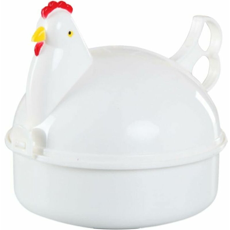 Egg Cooker, Microwave Hardboiled Egg Maker, 4 Eggs Egg Boiler Poacher Electric Cooker with Steamer Attachment Chicken Shape Egg Poacher for Home