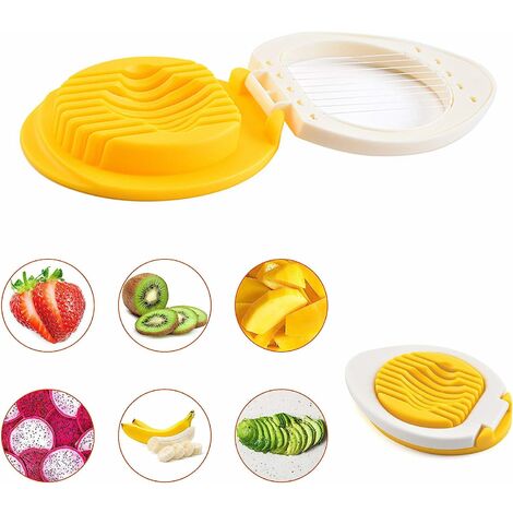 Egg Slicer- Egg Cutter Heavy Duty Slicer for Strawberry, Bananas, Kitchen Tools Fruit Garnish Slicer, Stainless Steel Wire with 2 Slicing Styles(Pink