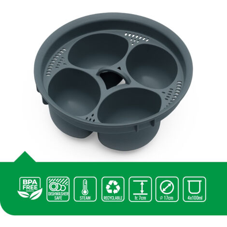 Egg Steamer - 4-Portion Steam Egg Cooker for Thermo Mix Compatible Appliances - Food-Grade Silicone Insert - Dishwasher Safe