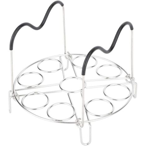 Egg steamer rack, egg holder for hard-boiled eggs, egg cooking rack with heat-resistant silicone handles, stainless steel steamer tray for eggs and food