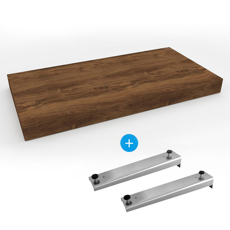 Set Naturel plan vasque 120x8x50 cm + fixation pour plan vasque Dolce 39,5 cm , chêne charleston brun foncé (DO12050DT-FIX1) - Egger