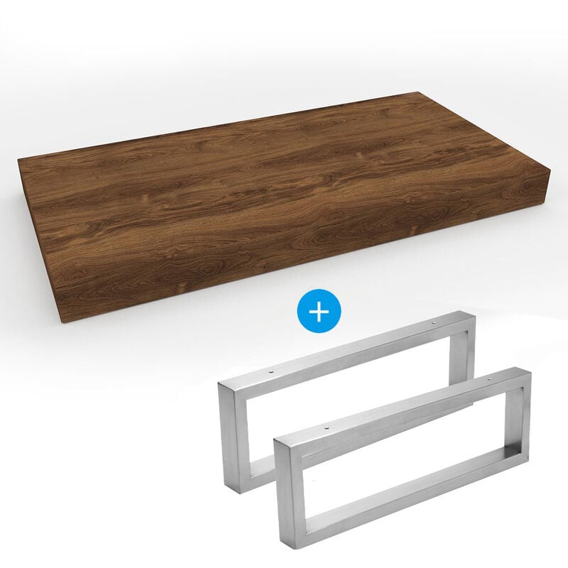 Egger - Set Naturel plan vasque 80x8x50 cm + 2 fixations porte serviette 45 cm, imitation chêne charleston brun foncé