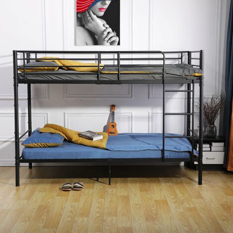 Eggree – Lit superposé industriel en métal noir – Dimensions 208.4x96.2x150cm – Limite de poids 90kg – Échelle incluse pour accès facile