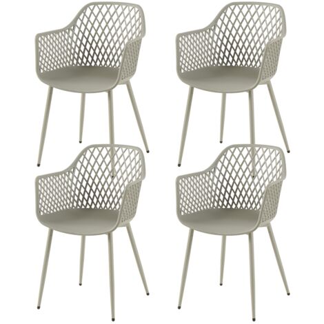 Eggree – Lot de 4 chaises de jardin avec accoudoirs – Charge maximale 120 kg – Résistantes aux intempéries – Design ergonomique gris