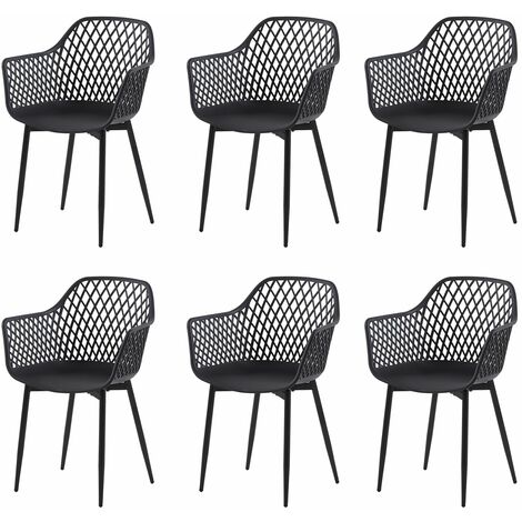 Eggree – Lot de 6 chaises scandinaves noires en plastique polypropylène – Structure métal laqué noir – Dimensions 52x56x84.5 cm – Confort moderne