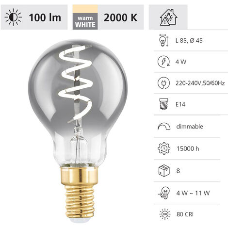 2er Pack mini Led Leuchtmittel E14 Soft Glow extra warmweiß 90lm 230V 1,3W  Filament für Deko