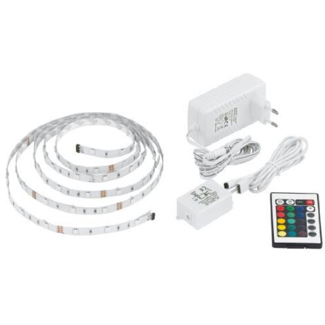 EGLO 13533 - Fascia di luci a LED in plastica bianca, 177 LED (25 W), 655 lm, con telecomando, cavo d'alimentazione, spina e trasformatore, lunghezza 60 cm, classe di protezione 2, accorciabile, color