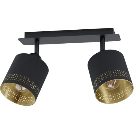 Eglo 2er Spot Esteperra schwarz-gold 33,5 x 9 cm E27 Deckenlampen & Kronleuchter