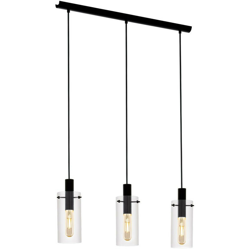 Montefino 3 Lamp Straight Bar Pendant Ceiling Light Black - Eglo