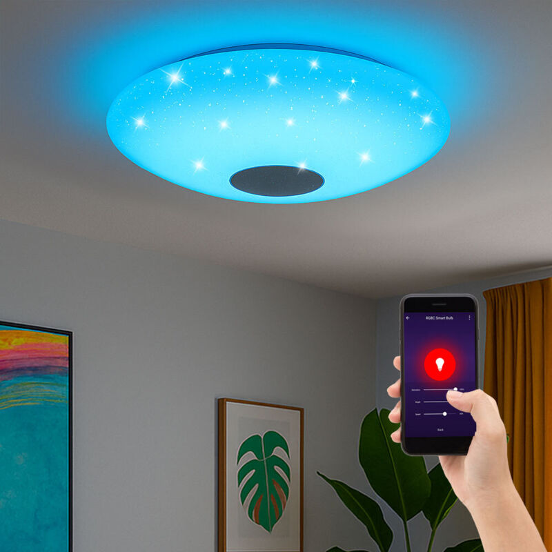 Smart Home Deckenleuchte RGB LED CCT Wohnzimmerleuchte Bluetooth Deckenlampe App Sternen Effekt, Farbwechsler dimmbar, 1x Smart LED 17W 2700-6500