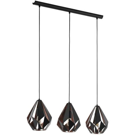 Eglo 3er Pendelleuchte Carlton 1 schwarz-kupfer 80,5 x 20,5 cm E27 Pendelleuchte