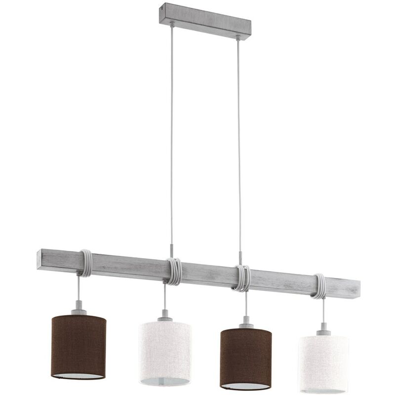 Image of Eglo - townshend lampada a sospensione 2-bianco patina bianco, marrone l: 100cm b: 15cm h: 110 centimetri