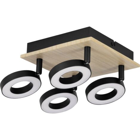 Eglo 4er LED Spot Rielves natur schwarz 17 x 17 cm Deckenlampen & Kronleuchter