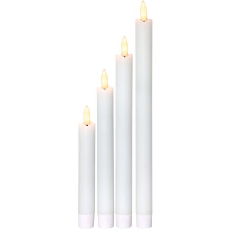 EGLO 4er Set flackernde LED Kerzen, Kerzenlicht für Kerzenleuchter mit Timer-Funktion, batteriebetriebene Wachkerzen, künstliche Stabkerzen aus Echtwachs in Weiß, warmweiß