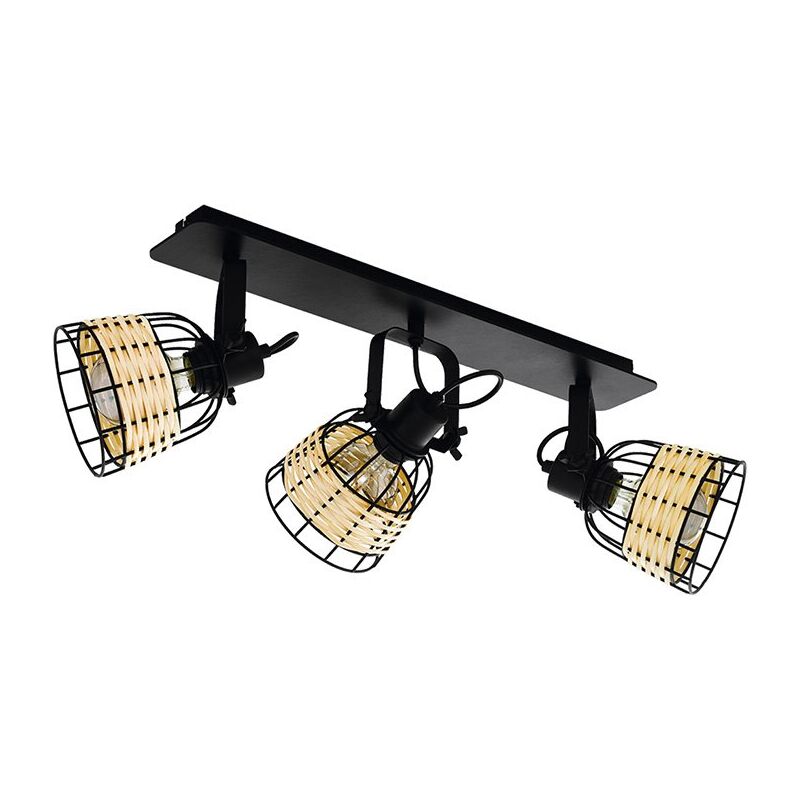 Plafoniera Industrial Anwick 3 Luci Metallo Nero