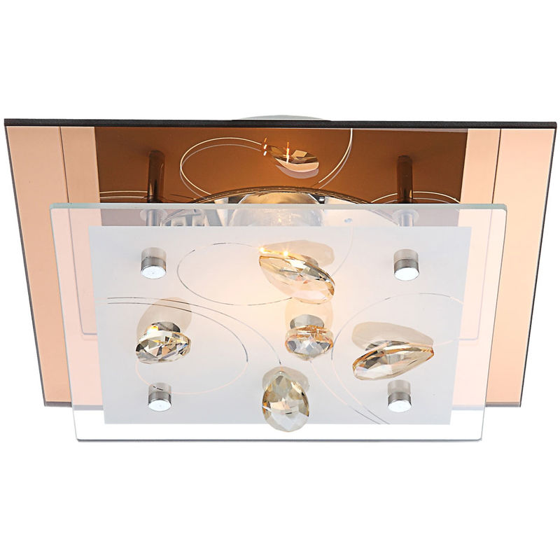 Plafonnier design salle à manger cuisine spots lampe en verre cristal champagne Globo 40412