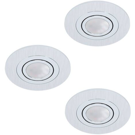 Eglo AREITIO Faretto da Incasso GU10, Alluminio Spazzolato, Set da 3