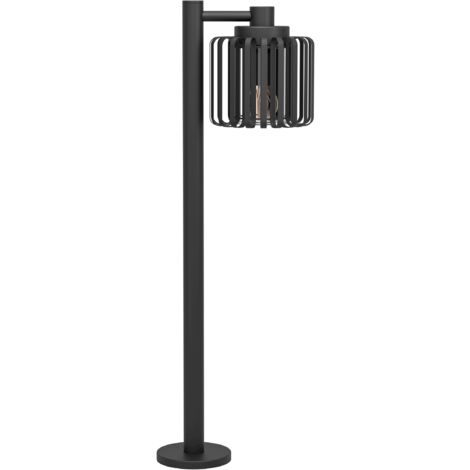 EGLO Außen-Stehlampe Selinus, elegante Außenleuchte, Outdoor Stehleuchte aus Metall in Schwarz und Glas, Wegeleuchte mit E27 Fassung, IP65