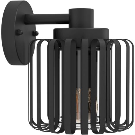 EGLO Außen-Wandlampe Selinus, elegante Außenleuchte, Wandleuchte Outdoor, Außenlampe aus Metall in Schwarz und Glas, IP65