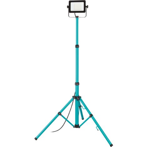 EGLO Baustrahler LED mit Stativ, Arbeitsleuchte höhenverstellbar aus Aluminium und Kunststoff, Arbeitsscheinwerfer in türkis und schwarz, Werkstattlampe schwenkbar, IP65, neutralweiß, 2500lm