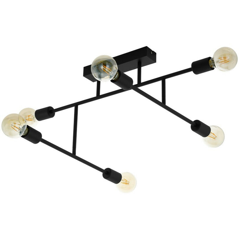 Belsiana 6 Lamp Multi Arm Semi Flush Ceiling Light Black - Eglo