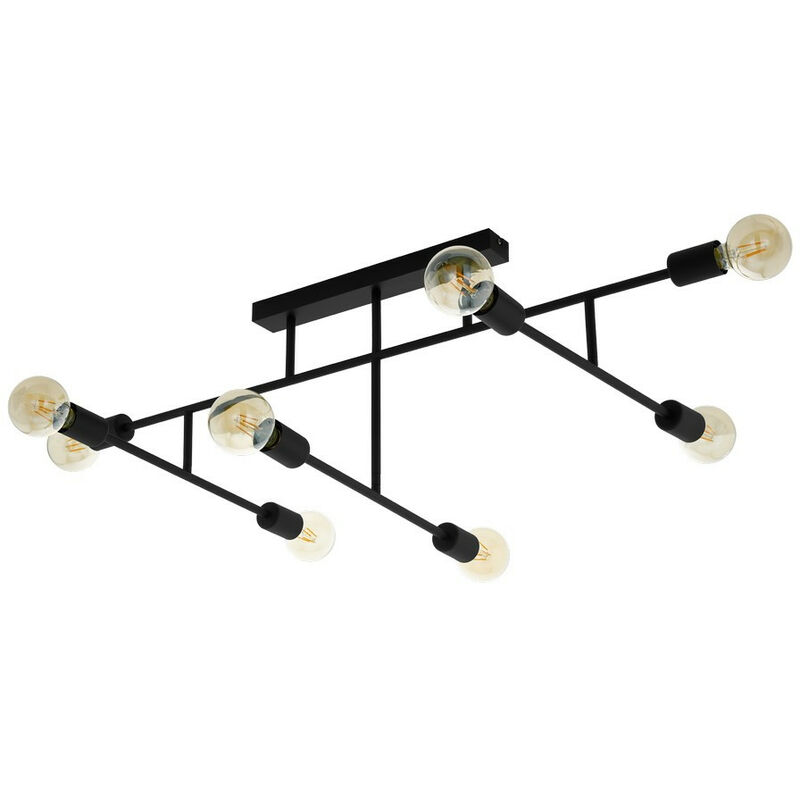 Belsiana 8 Lamp Multi Arm Semi Flush Ceiling Light Black - Eglo