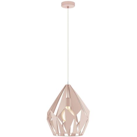 Eglo CARLTON-P Lampadario a Sospensione in Acciaio, 60 W, albicocca pastello