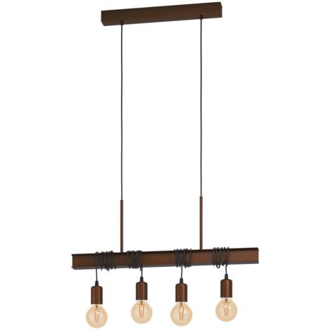 EGLO Ciondolo a sospensione Townshend 4, lampada a sospensione della fiamma Vintage, industriale, metallo, lampada a ristorante in marrone antico, lampada da salotto appeso E27