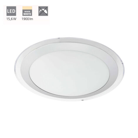 Eglo Competa 1 Plafonnier Led 1 Ampoule, Matériau : Acier et Plastique, Couleur : Argenté, Blanc, Ø : 33,5 cm