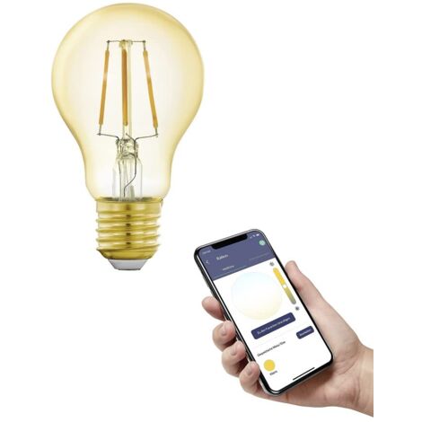 EGLO connect.z Smart Home lampadina Led E27, A60, ZigBee, app e controllo vocale, dimmerabile, bianco caldo, 500 lumen, 5,5 W, lampadina vintage ambra