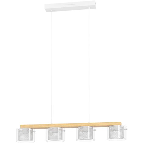 EGLO connect.z Smart-Home LED Pendelleuchte Portico-Z, Hängelampe aus Holz, weißem Metall und klarem Glas, FSCM70HB, ZigBee, App und Sprachsteuerung Alexa, warmweiß-kaltweiß, RGB, dimmbar