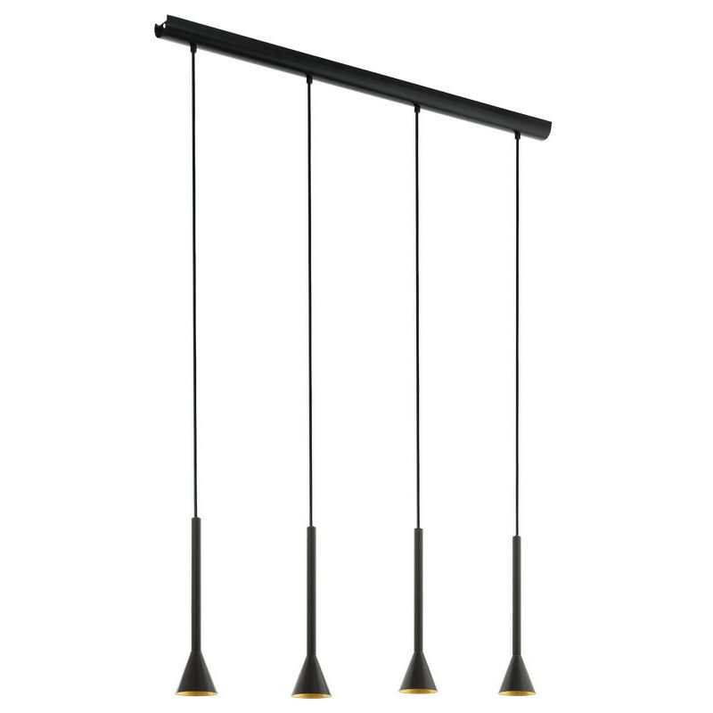 Cortaderas 4 Lamp Straight Bar Pendant Ceiling Light Black, Gold 3 Step Dimming - Eglo