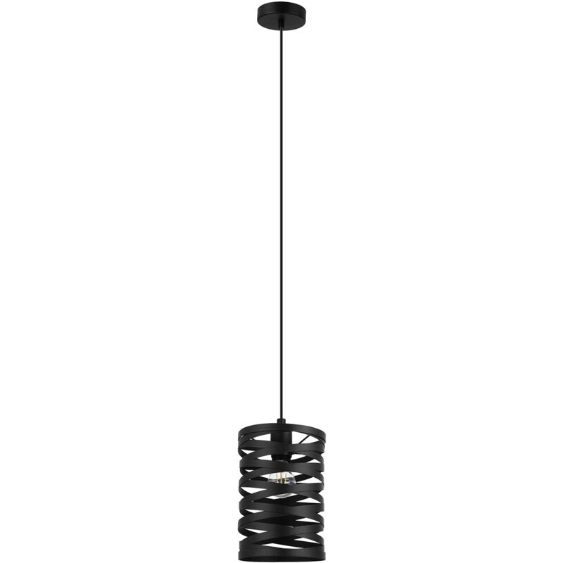 Lampadario A Sospensione Contemporaneo Cremella Acciaio Nero 1 Luce E27