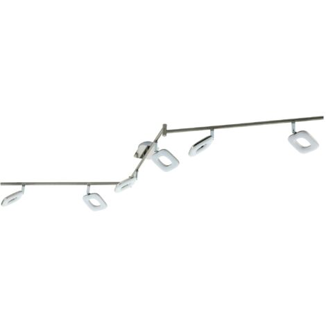 EGLO Deckenlampe Litago, 6-flammige Deckenleuchte mit verstellbaren Spots, Deckenstrahler aus Metall in Nickel-matt, Wohnzimmerlampe warmweiß