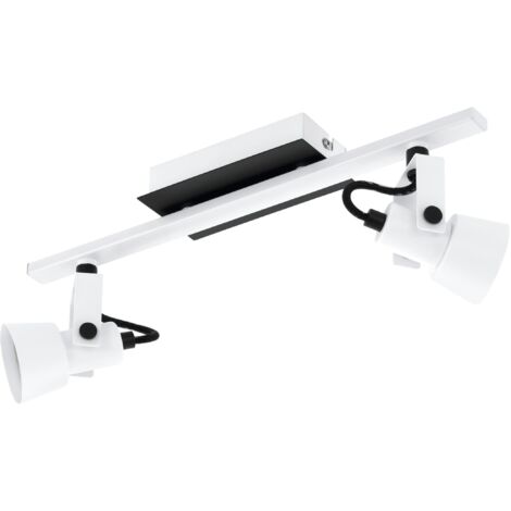 EGLO Deckenlampe Trillo, Deckenleuchte mit 2 schwenkbaren Spots, Deckenbeleuchtung für Büro und Wohnzimmer, Metall in Weiß und Schwarz, Deckenspot mit GU10 Fassung, L 39 cm