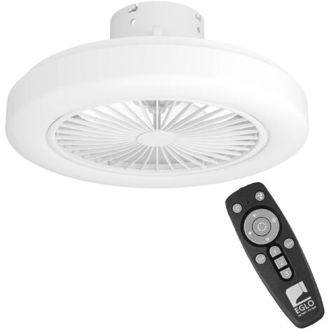 EGLO Deckenventilator mit Beleuchtung Ortona, Ventilator Decke dimmbar mit Fernbedienung, Timer und 3 Geschwindigkeiten, Kunststoff in weiß, warmweiß - kaltweiß, Ø 46 cm